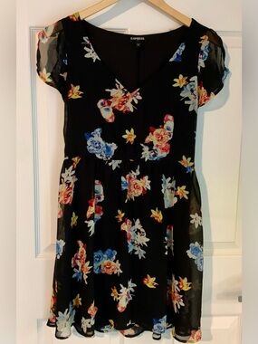 Express Mini Dress Black Floral Small